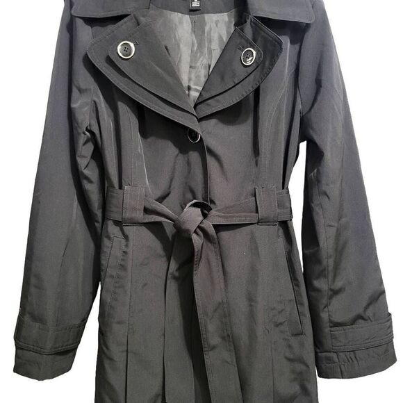 LONDON FOG TRENCH COAT WITH DOUBLE LAPEL AND DETACHABLE HOOD sz Med - Picture 8 of 16